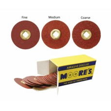 Moores PAPER Discs - ADALOX Aluminium Oxide Coated - 7/8” (22mm) – COARSE – 50pc 